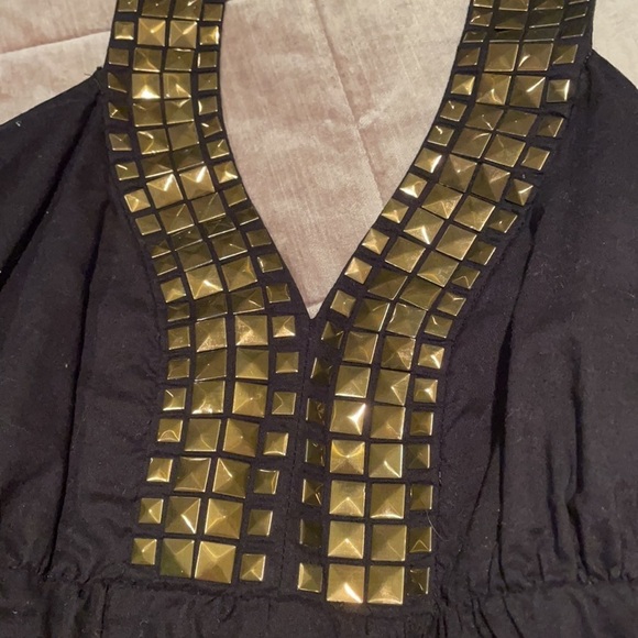 MICHAEL Kors Black/Bronze Embellished Halter Top - Picture 2 of 11